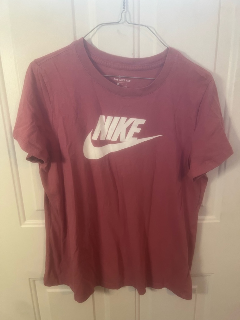 Nike Crewneck Tee in Dusty Rose with White Logo